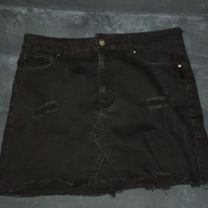 Black denim skirt
